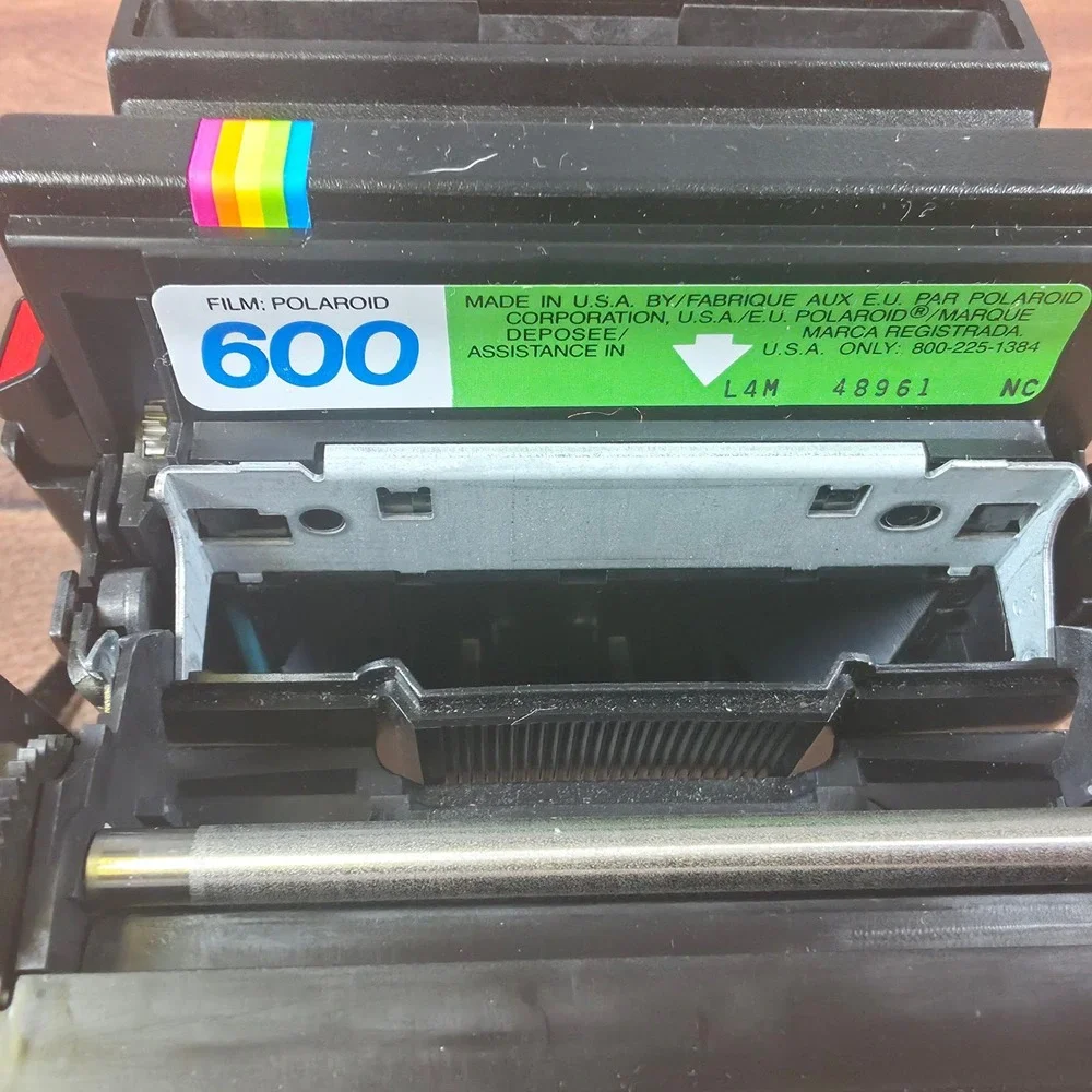 Polaroid OneStep 600 Instant Camera Black Good Vintage Rainbow Stripe with Box